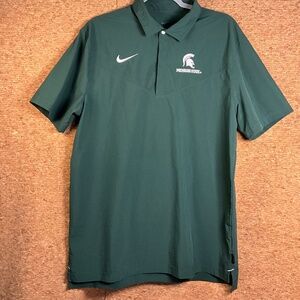 Nike Michigan State Spartans ON FIELD Sideline Coaches DriFit Shirt Mens L Green